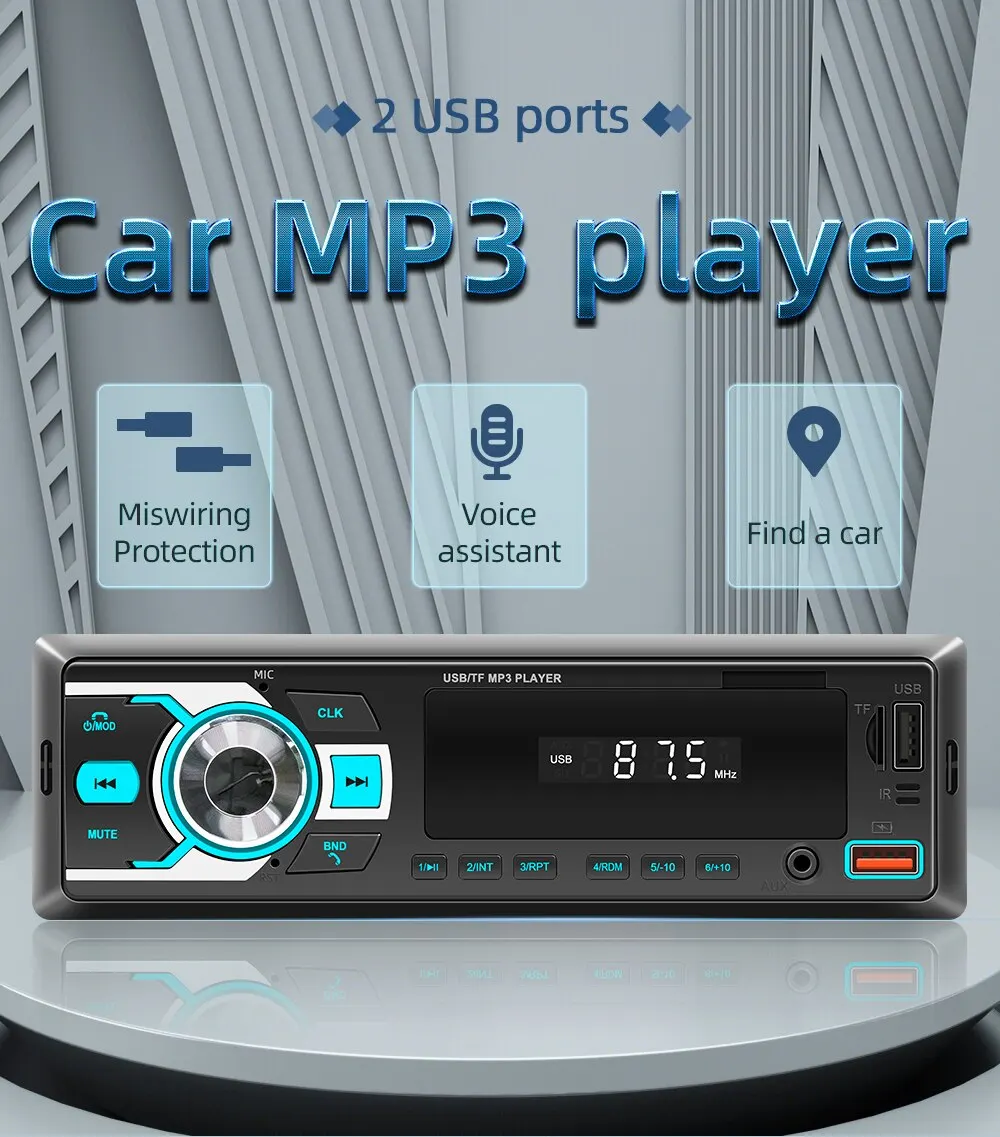 Stereo Player Digital Bluetooth Car Mp3 Player Fm Radio Stereo Audio Music Usb/sd With In Dash Aux Input