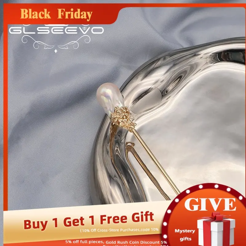 

GLSEEVO Big Natural Baroque Pearls Women Hairpins High Quality Elegant Art Luxury Fine Wedding Jewelry Anniversary Gift GH0075