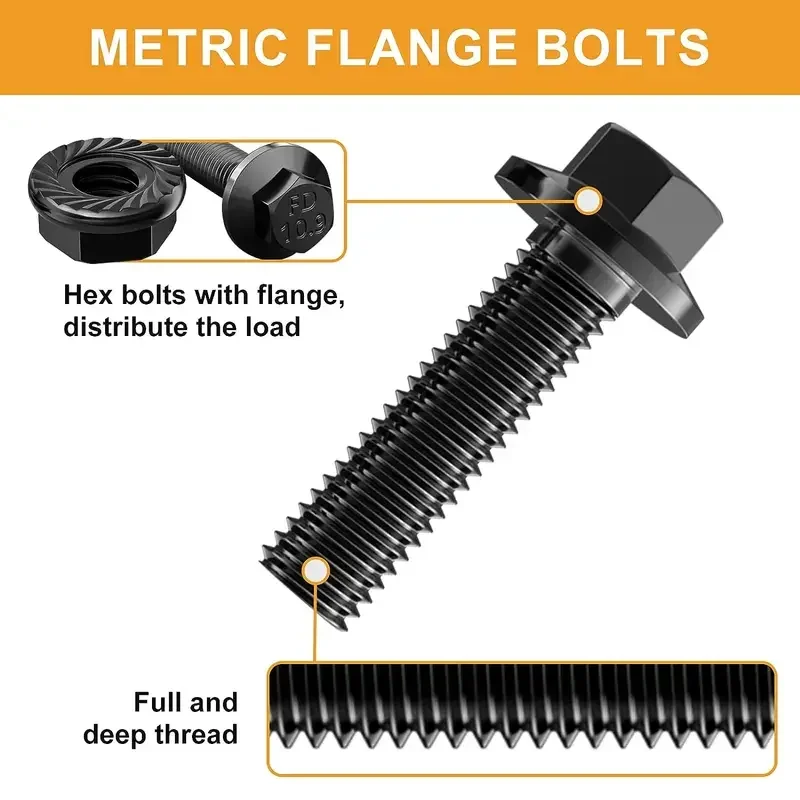 252 шт. стандартная Фланцевая Шестигранная головка болт гайка шайба 10.9 класс
