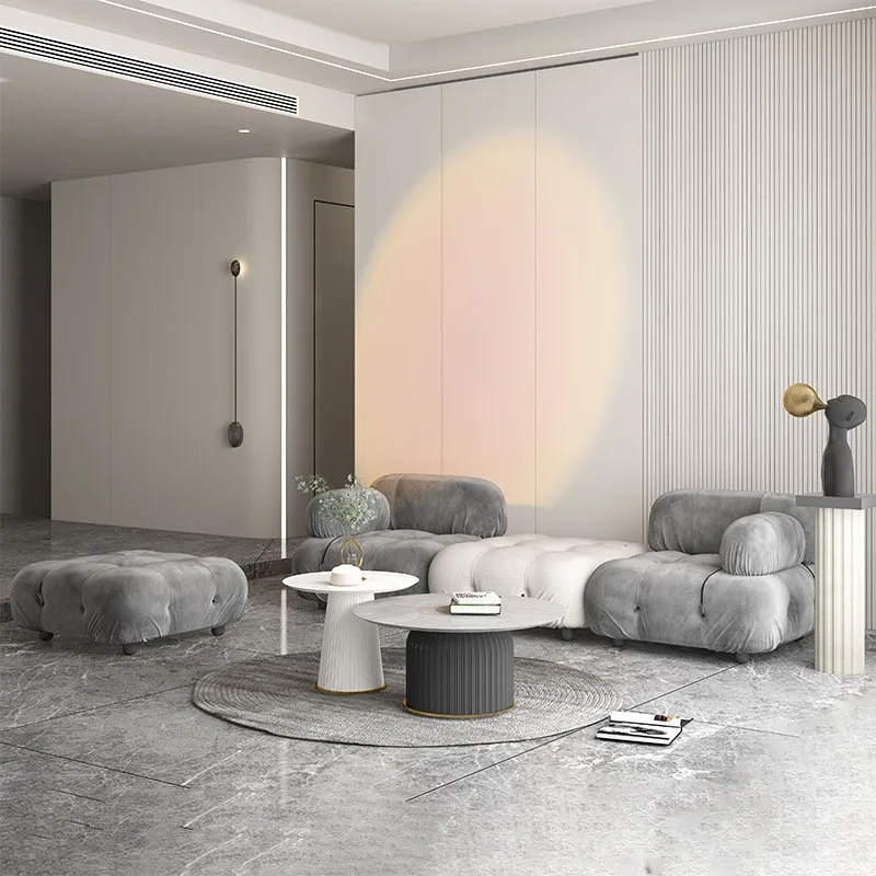 

Minimalist sofa fabric art replica classic module sofa living room free combination block lamb velvet sofa