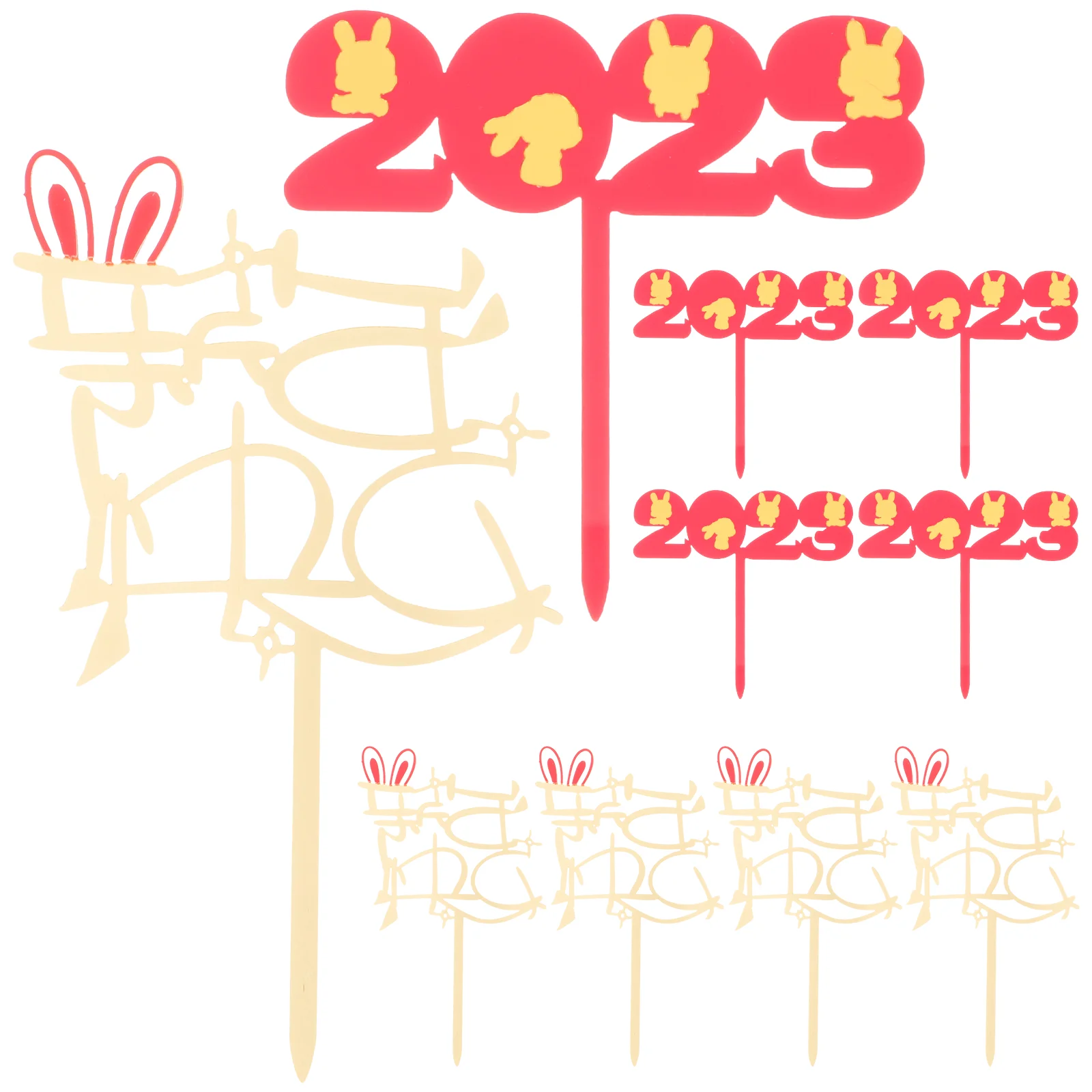 

Cake Picks Dessert Spring Festival New Year Topper Rabbitornament Party Cupcake Pick Decor Decoration