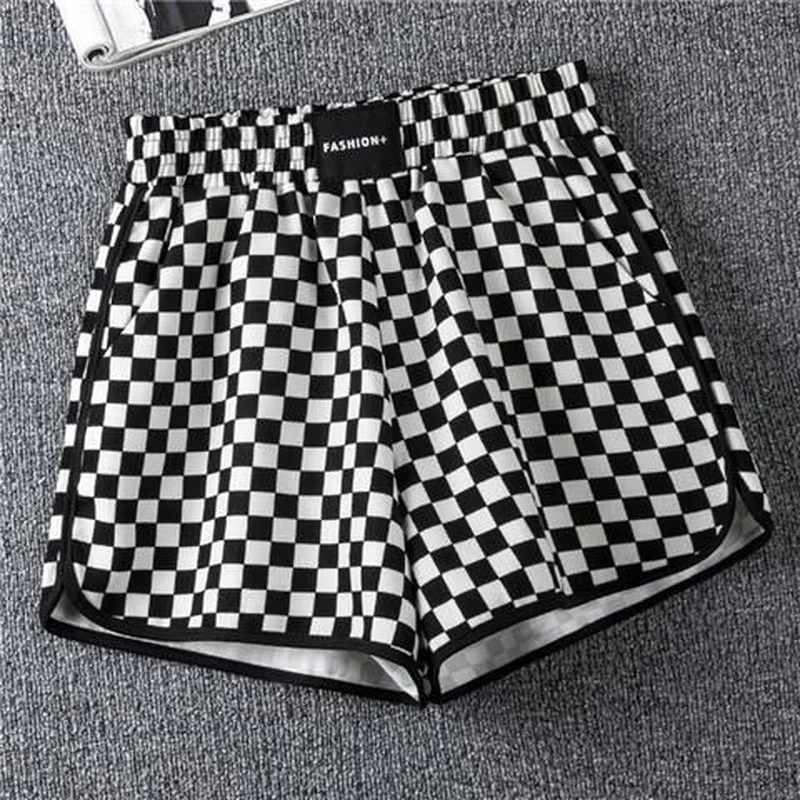 

Shorts Casual Checkerboard Plaid Sports Pants Women 2022 New Loose Large Size All-match Pants Fashion Trend Casual Pants