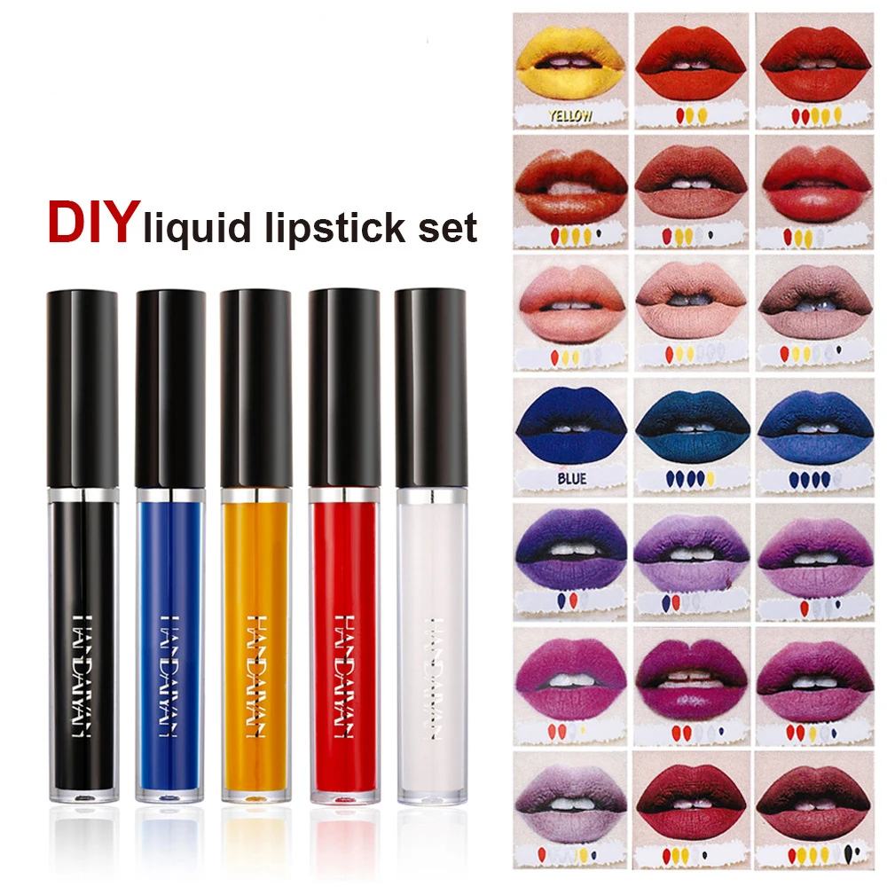 

5 Colors/Set Waterproof Matte Liquid Lipstick Kit DIY Lip Gloss Mix Different Colors To New Color Makeup Long Lasting Cosmetics