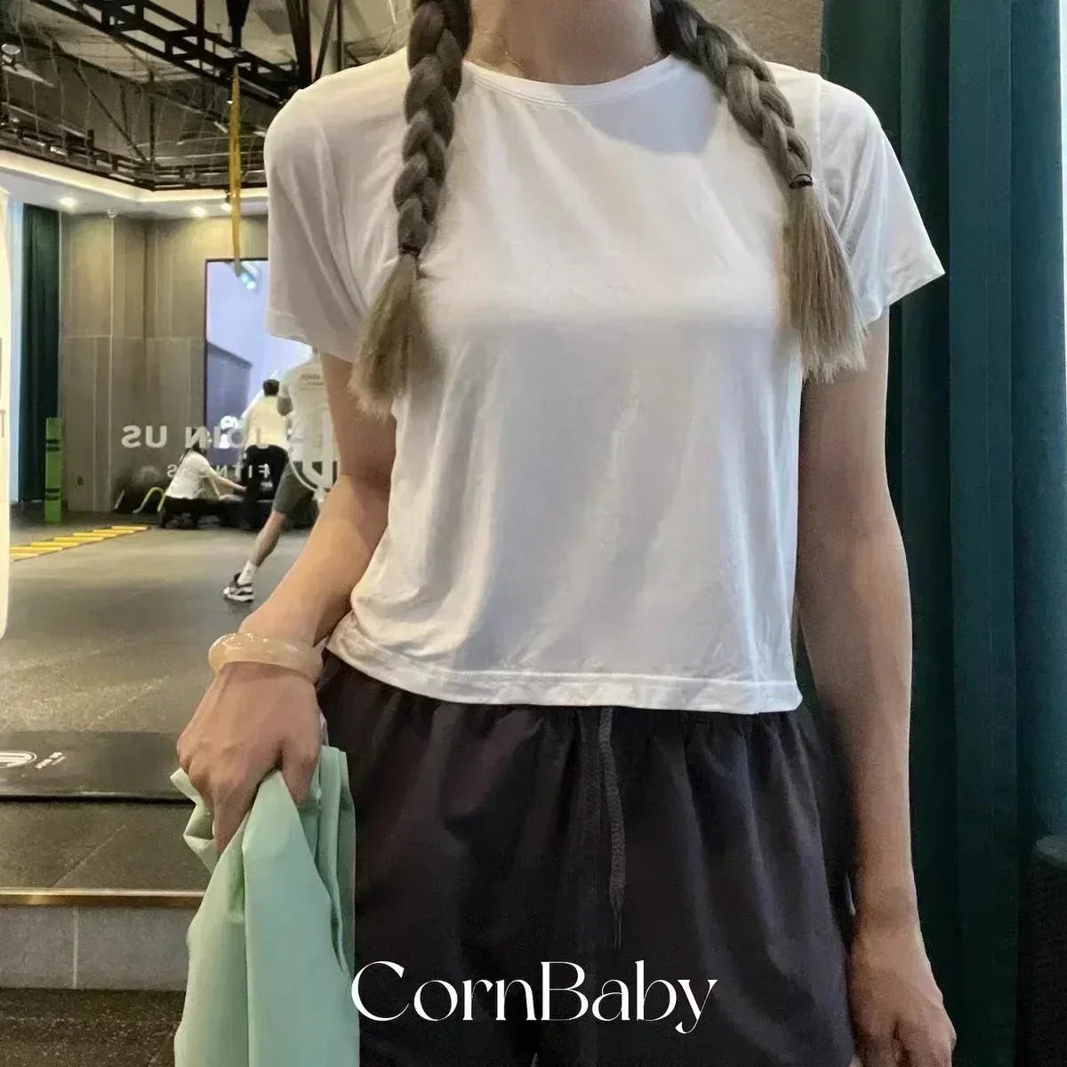 Лимонный женский топ с короткими рукавами летняя свободная высокоэластичная