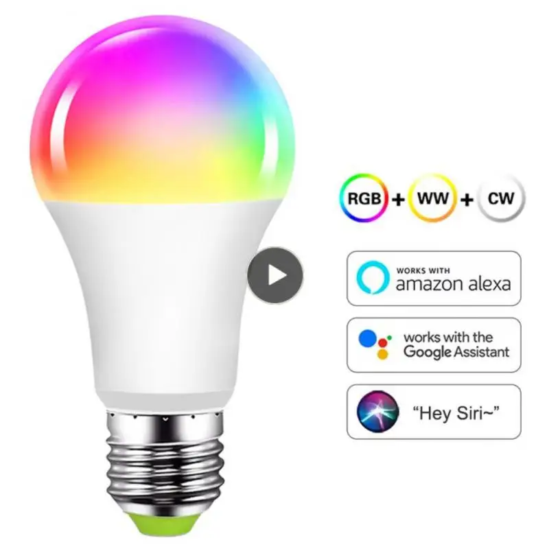 

Night Lamp Wifi Rgbcw Smart Light Bulb E27 9w Intelligent Led Lamp Diy Dimmable Voice Control Smart Home