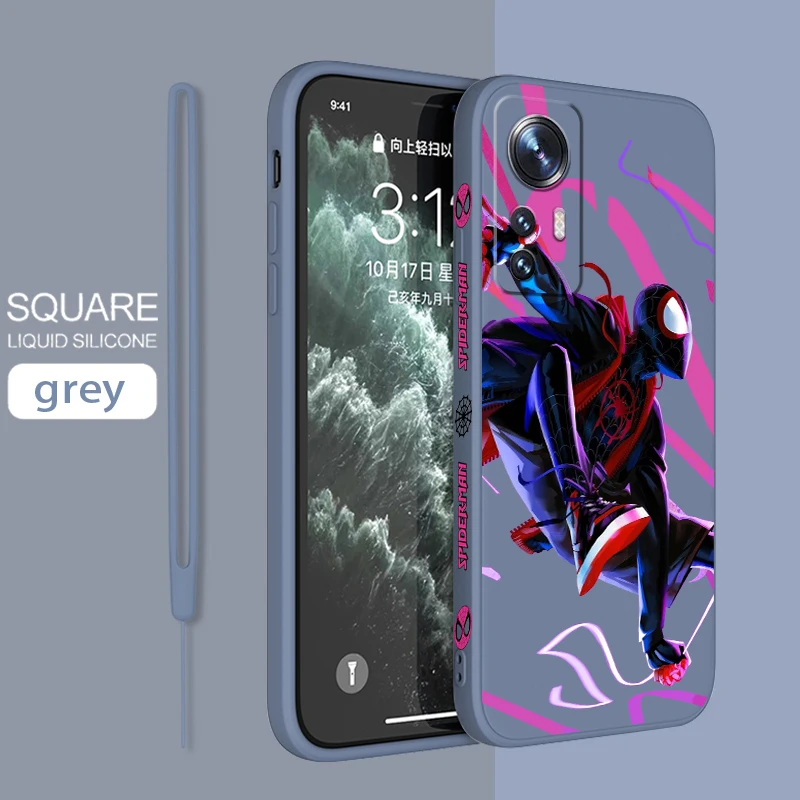 

Spiderman Marvel Phone Case For Xiaomi Mi 12 12T 11 11T 10 10T 9 9SE Lite Pro Ultra A3 Liquid Left Rope Cover Fundas Coque Capa