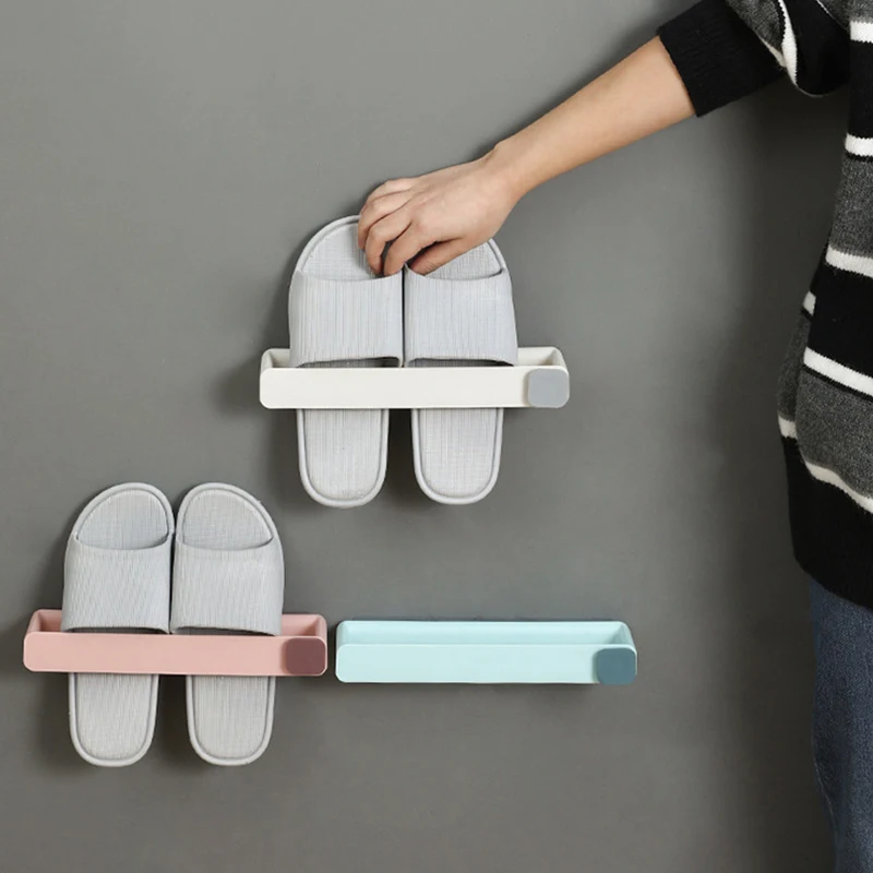 

Shoe Organizer Bathroom Slippers Rack Wall Mount Door Dormitory Wall Racks Hanging Holder Toilet Storage Artifact Shoe-Shelf