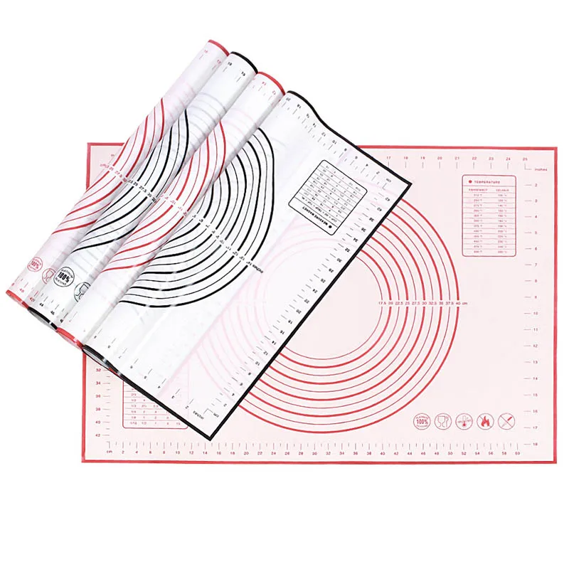 

Коврик черно-красный для замеса теста, теста для пиццы, теста, силиконовый инструмент «сделай сам» для выпечки, многоцелевые весы, кухонные ...
