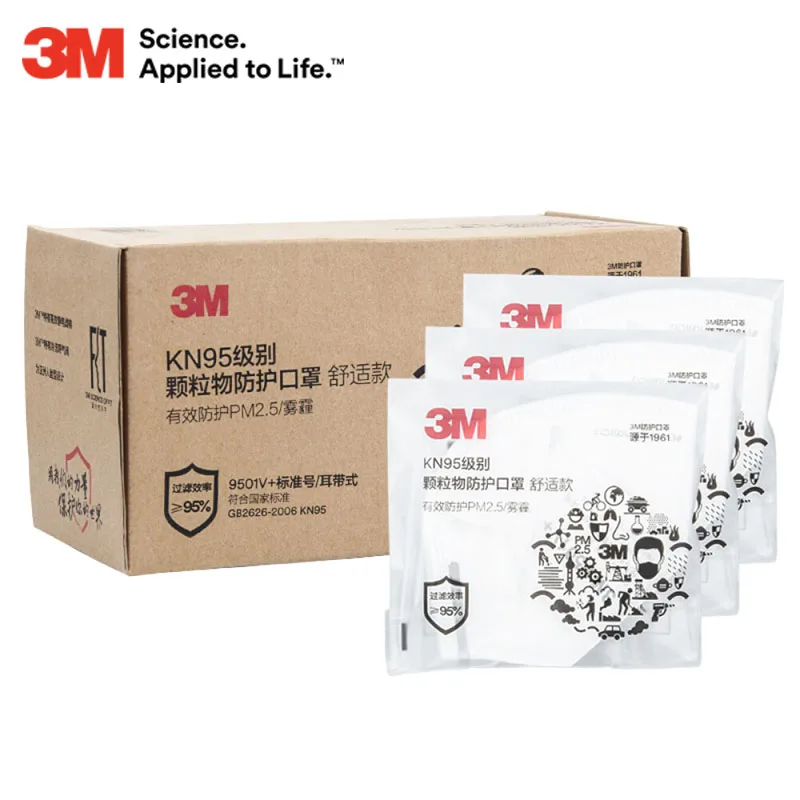 Фото Многоразовая маска 3M FFP2 KN95 9501 в +, индивидуальная упаковка, защитный респиратор безопасности, лицевая маска с заушным клапаном, дышащая бритва №4