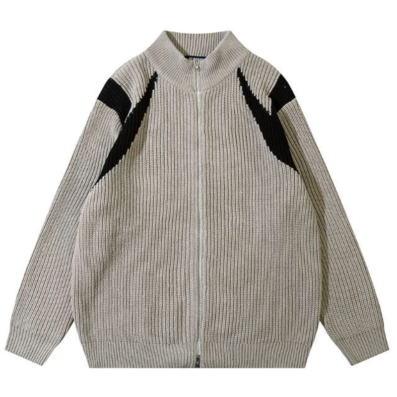 Мужской трикотажный кардиган на молнии в американском стиле