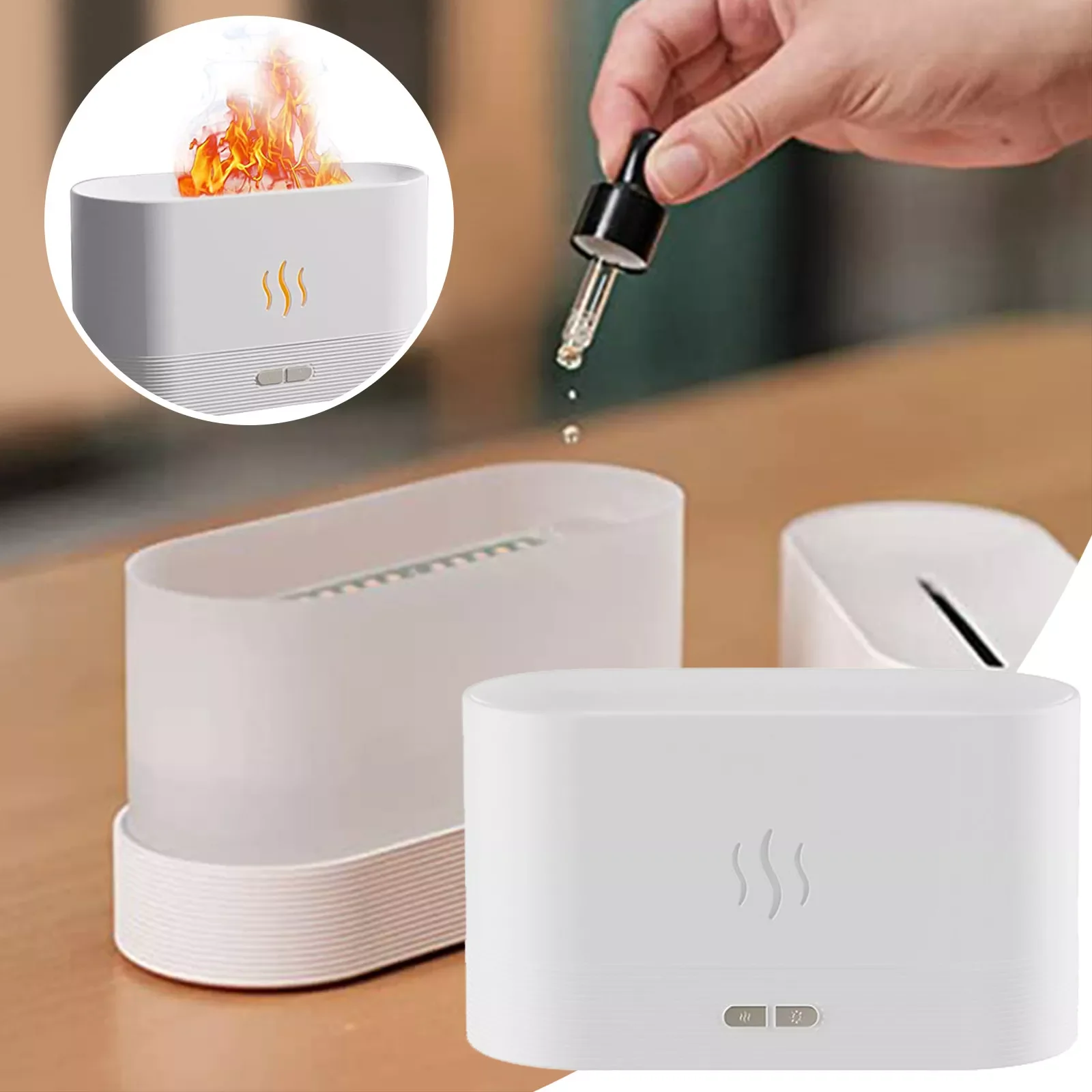 

New Creative Simulation Flame Aromatherapy Machine Home Office Desktop 3d Flame Humidifier Diffuser Flame Humidifier