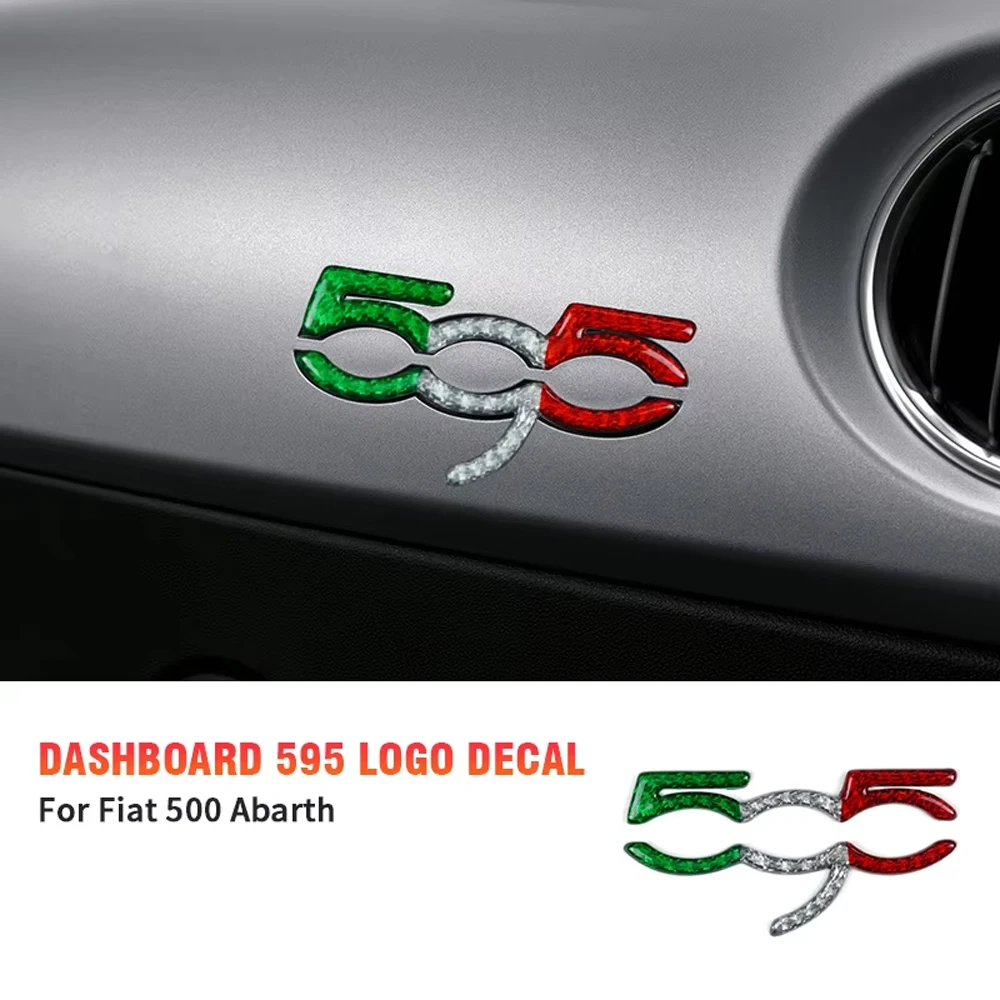 

Для Abarth 595 Fiat 500 2007-2024 настоящая жесткая сухая трехцветная наклейка из углеродного волокна LHD RHD значок приборной панели автомобиля преобразование отделка приборной панели
