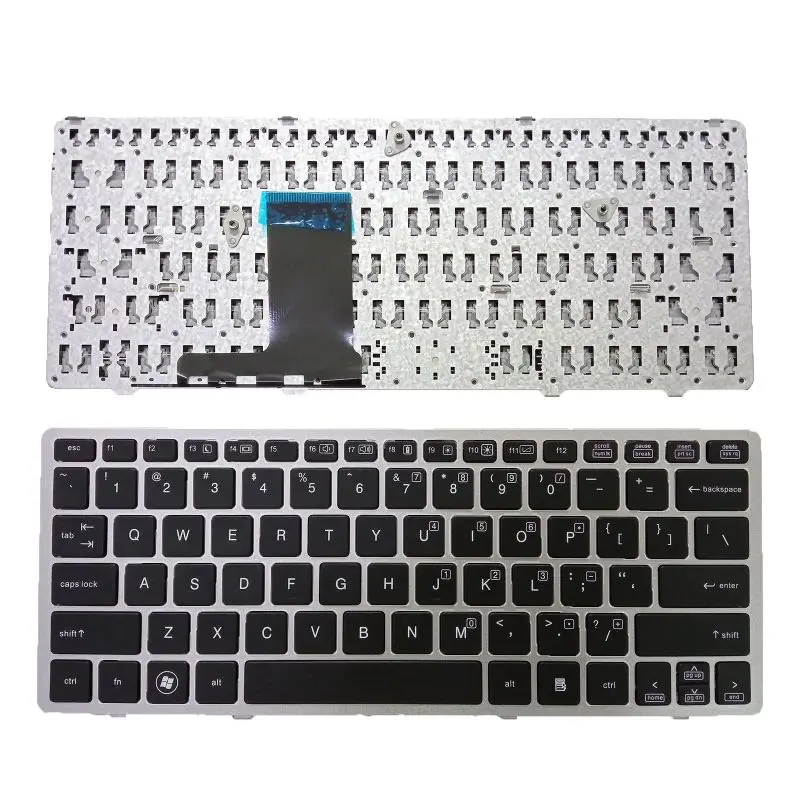 Клавиатура без подсветки для ноутбука HP Elitebook 2560 2560p 2570 2570P с серебристой рамкой