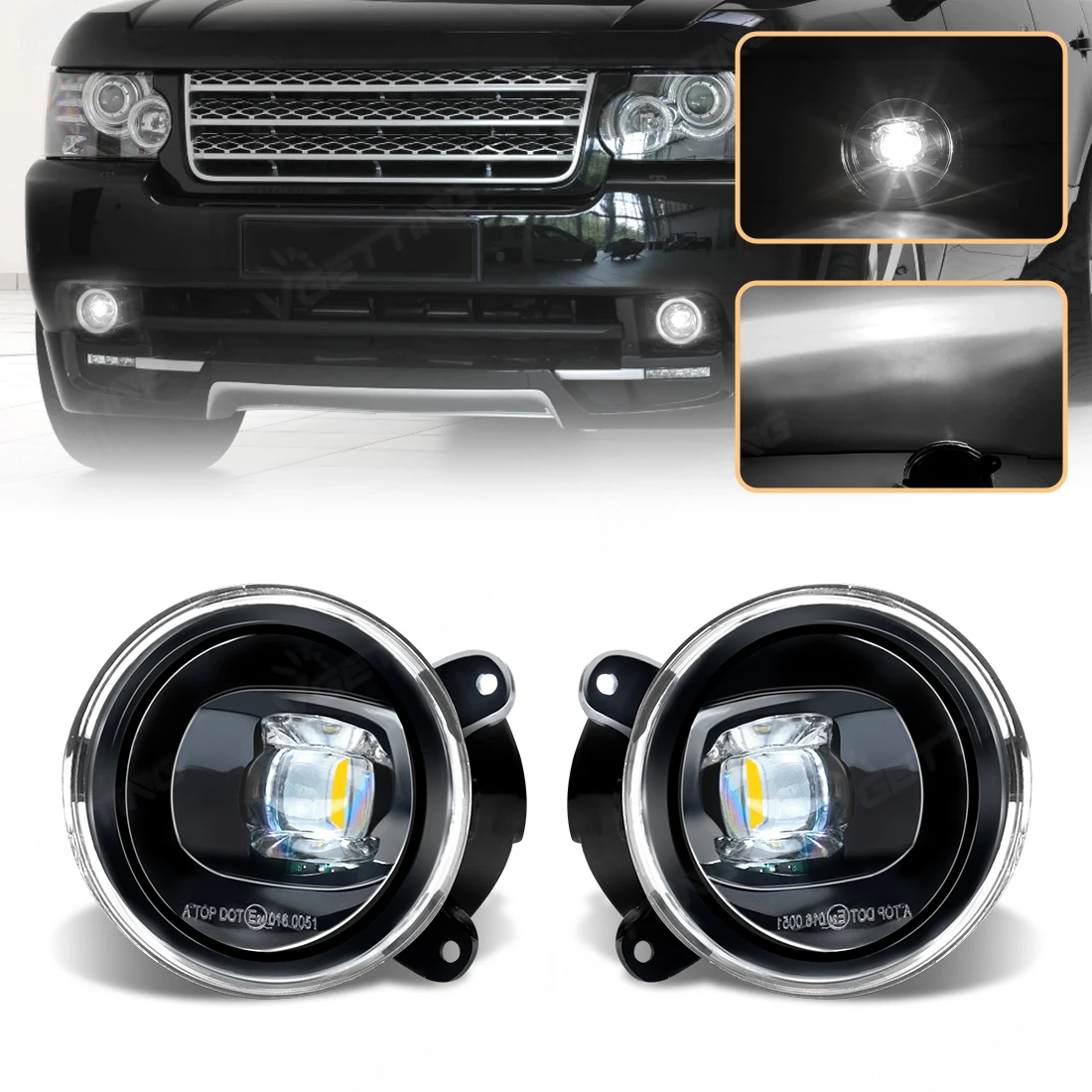 Фото Светодиодный белый желтый противотуманный фонарь в сборе для Land Rover Discovery LR3 Range Rover Sport 2003-2009 XBJ000080 XBJ000090, 1 пара фар №1