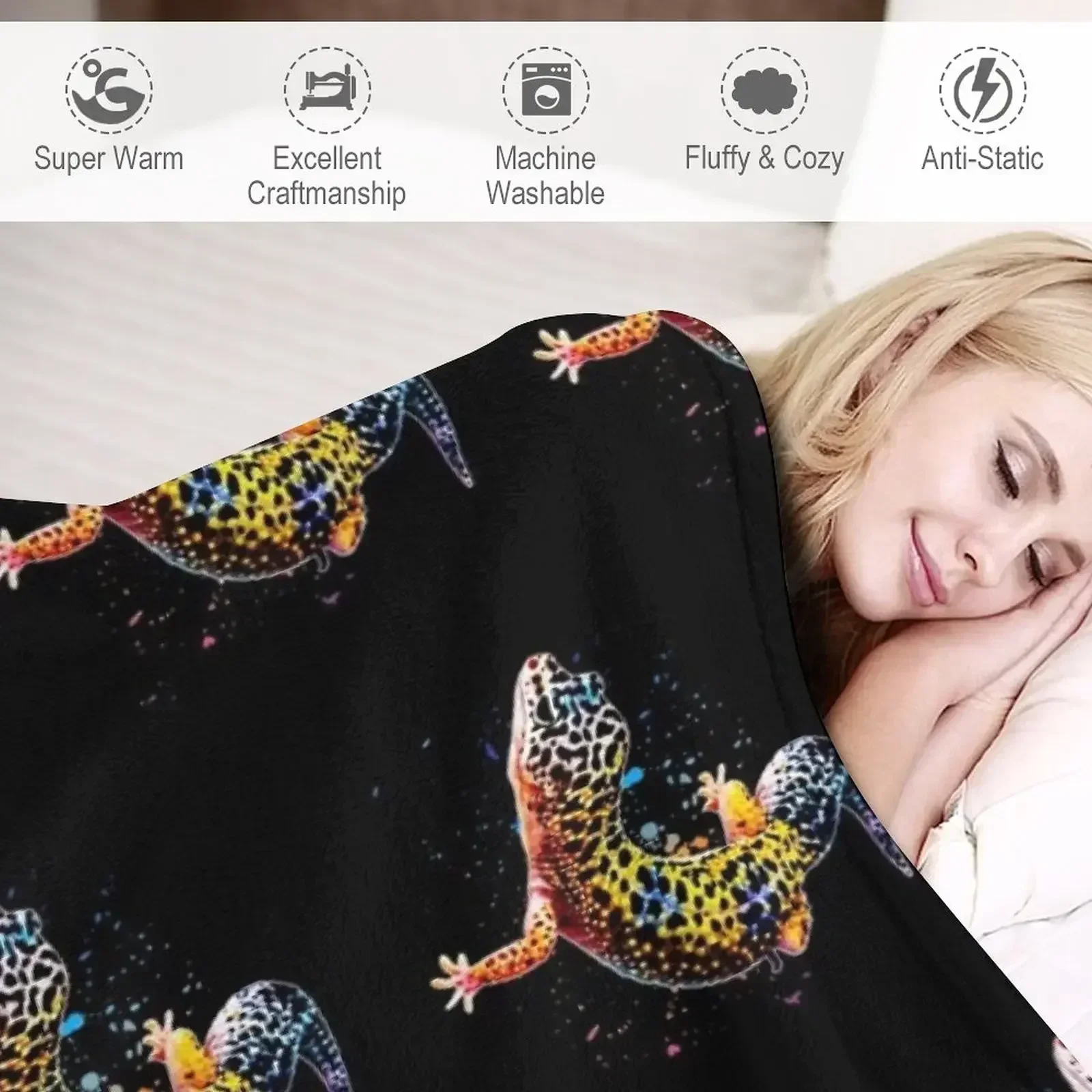 Леопардовое геккон рептилия ящерица акварельное одеяло гигантское покрывало