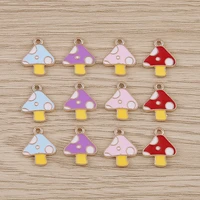 10pcs colorful enamel mushroom charms for jewelry making animal cat charms pendants for diy necklaces bracelets accessories