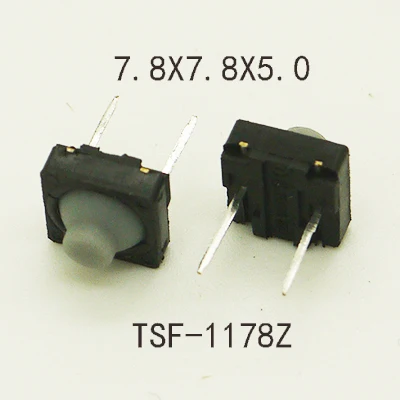 

500PCS 7.8X7.8X5mm Silicone Soundless Push Button Momentary Tact Switch Rubber Button DIP Middle 2Pin Long Travel