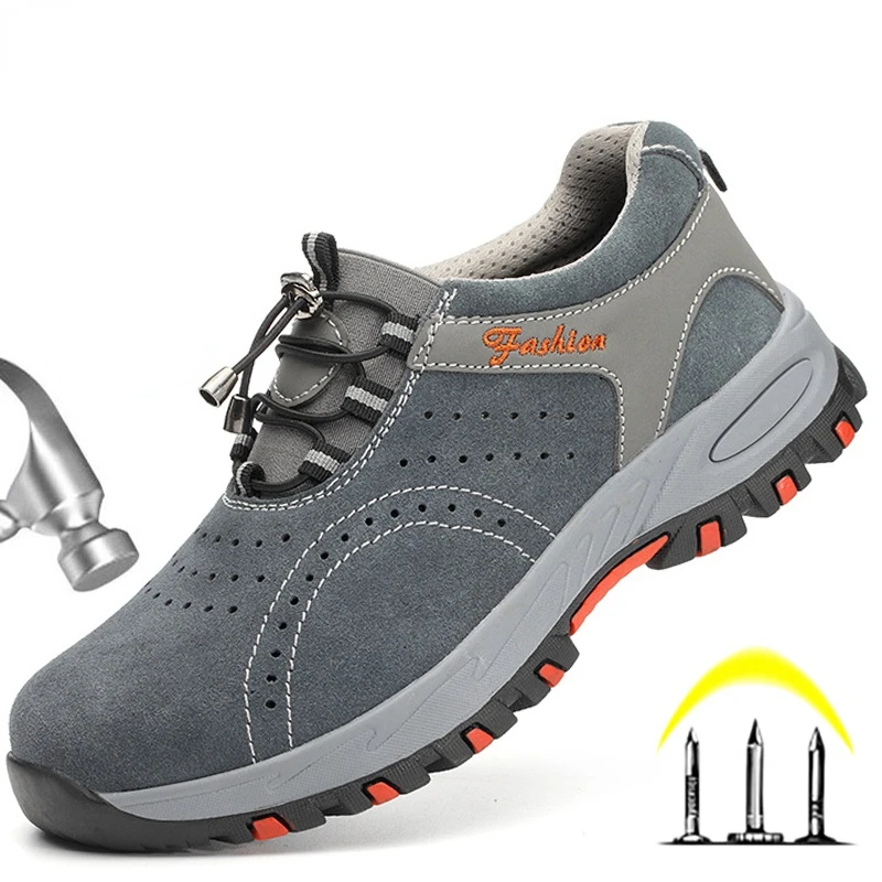 

Lightweight Safety Boots Men's Work Shoes Anti-piercing Work Boots with Steel Toe Cap Protective Safety Shoe Men's Work Sneakers