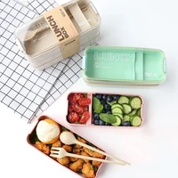 900ml healthy material lunch box 3 layer wheat straw bento boxes microwave dinnerware food storage container lunchbox