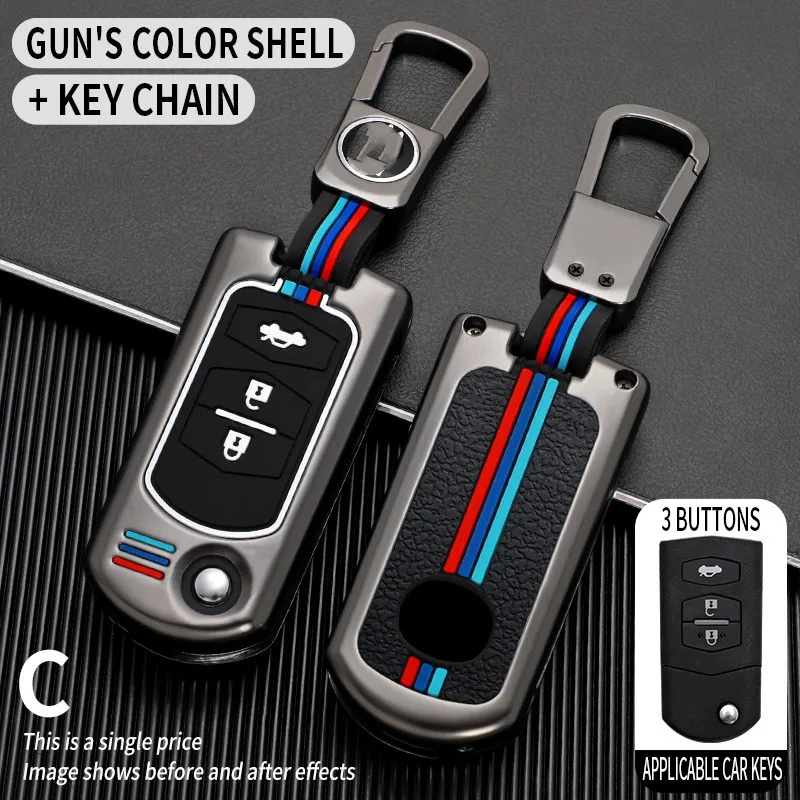 

Alloy Car Holder Keychain Accessories Key Cover Case for Mazda 3 BK 2008 2009 2012/for Mazda 6 GH 2007 2008/for Mazda 2 Demio