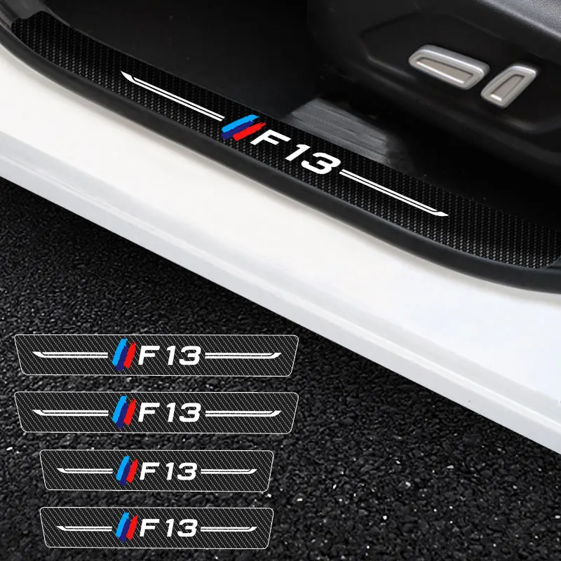 

Car Door Stickers Car Threshold For BMW F13 Logo Door Entry Pedal Guards Scuff Plate Carbon Fiber Sill Protector