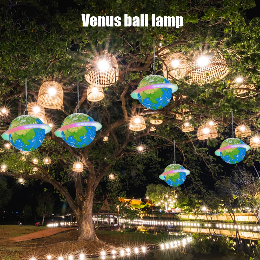 

25cm Planet Pendant Light Children Room Space Star Led Hanging Lamp Retro Earth Ball Home Decor Indoor Fancy Lighting Fixture