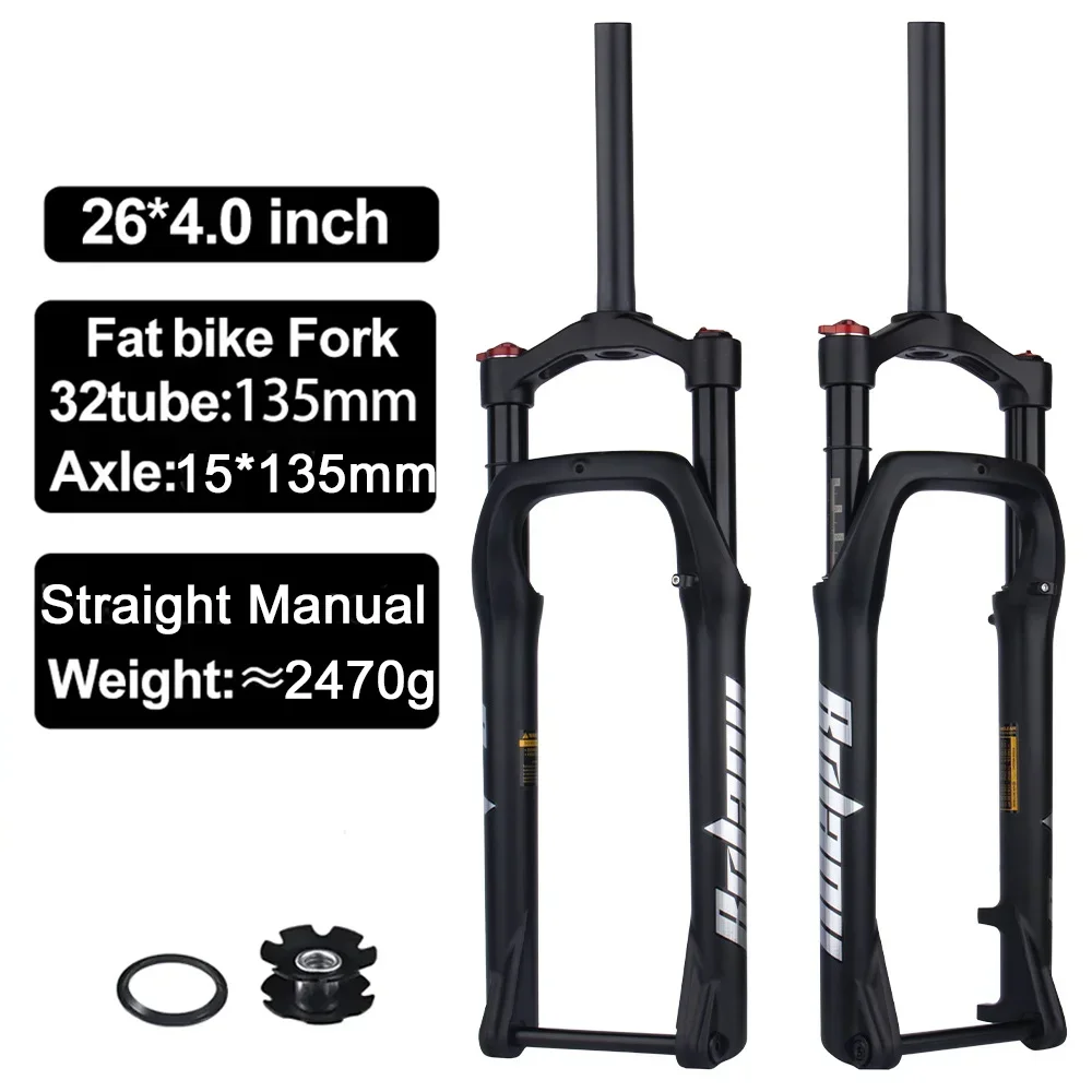 

Snow Bicycle Fork Mtb 26inch Travel 120mm Aluminum Alloy Mountain Air Suspension Bike Thru Axle Straight Manual Lock