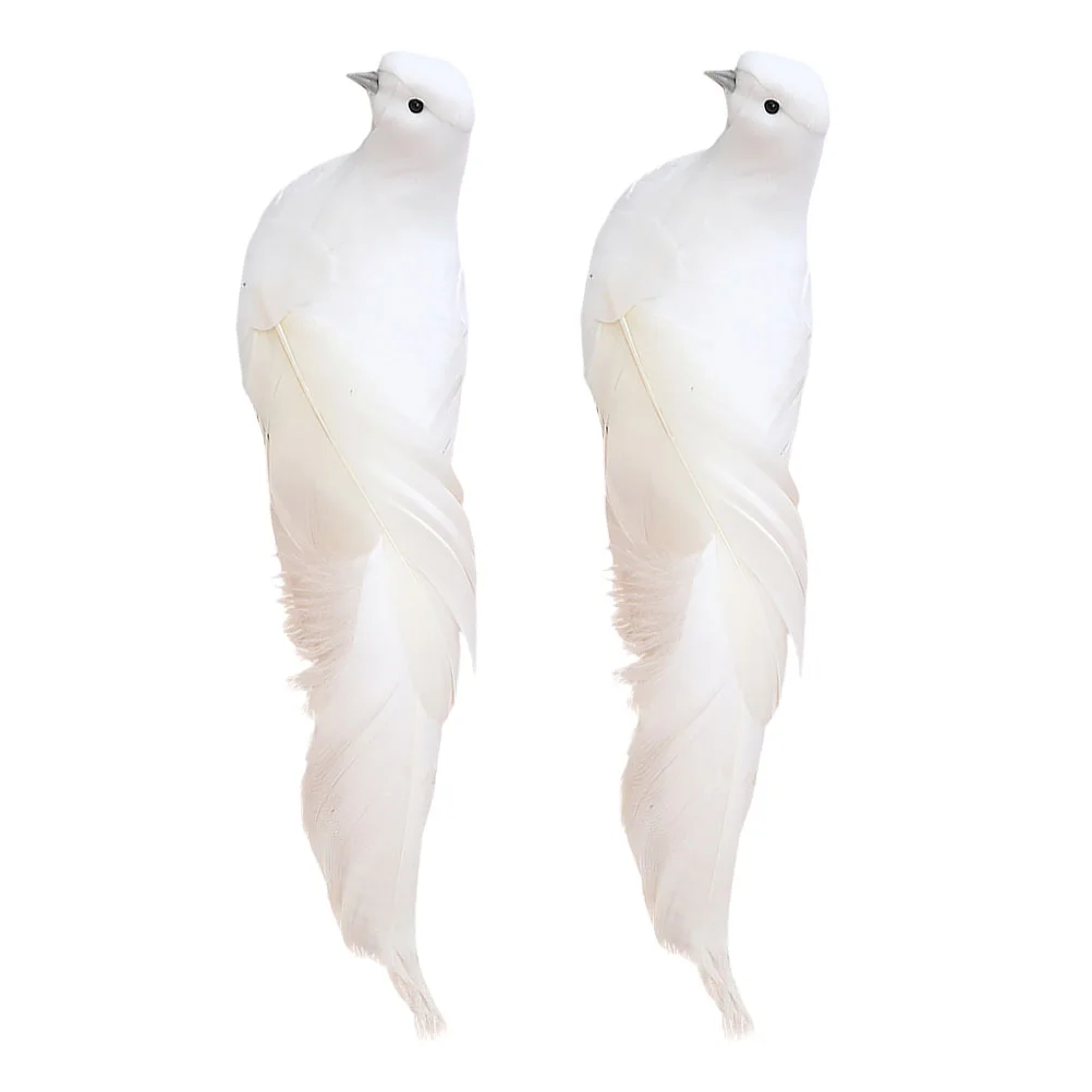 

Bird Birds Christmas Pastoral White Artificial Ornament Figurine Dove Statues Clipsanimal Decorative Garden Pigeon Mini Adorable