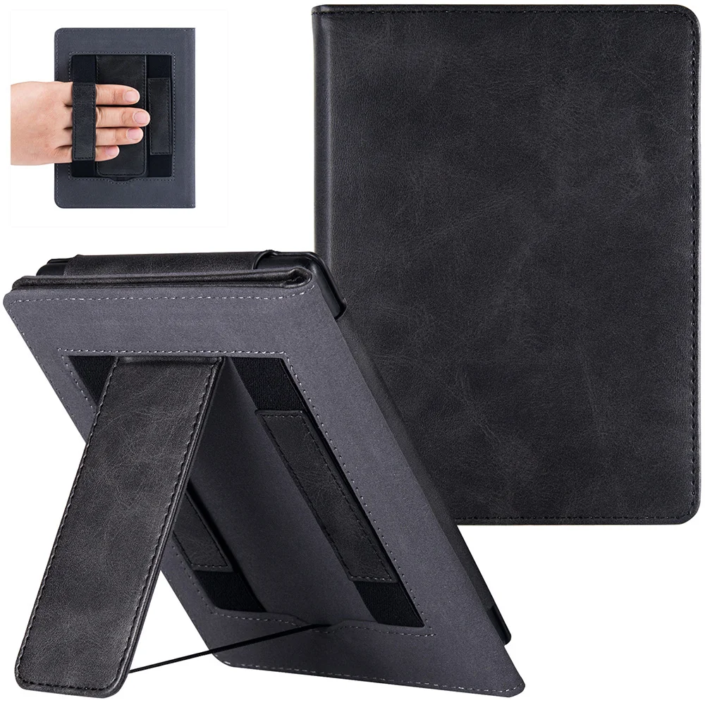 

Stand Case for New PocketBook InkPad 4/PocketBook InkPad Color 2 (2023 Release) - PU Leather Sleeve Cover with Two Hand Straps