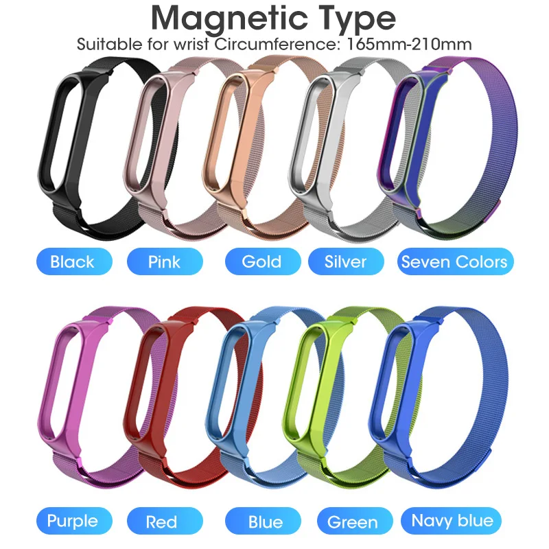 

MiBand Wrist Band Screwless Bel Metal Magnetic Wrist Band Bracelet Strap for Xiaomi Mi Band 3 4 Milanese Strap Stainless Steel