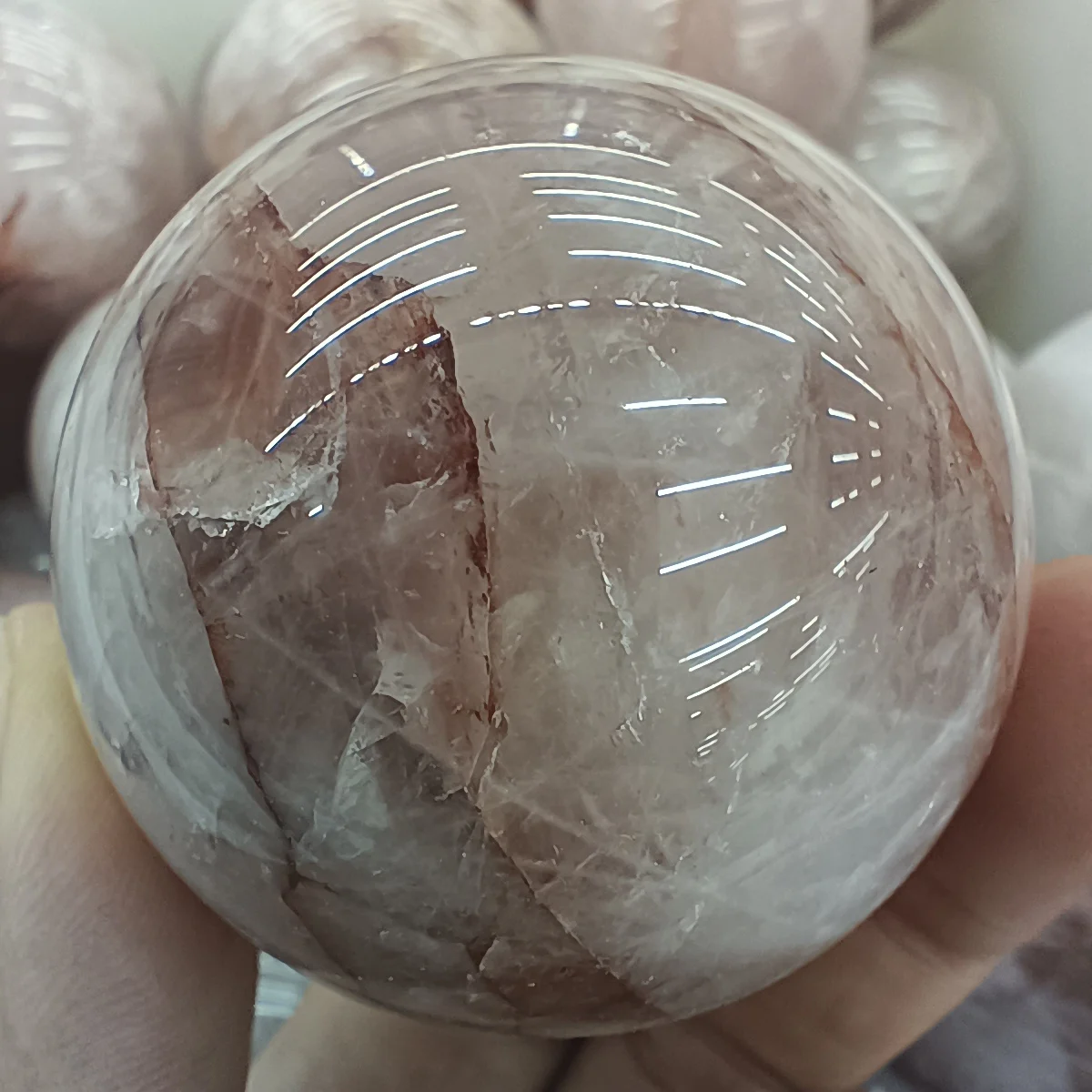 

NATURAL RED GLUE FLOWER STONE BALL CRYSTAL ENERGY HEALING DECORATION