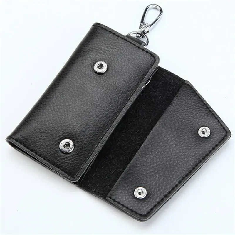 Simple Key Holder Genuine Leather Wallet Unisex Solid Key Wallet Organizer Bag Car Housekeeper Wallet Card Holder