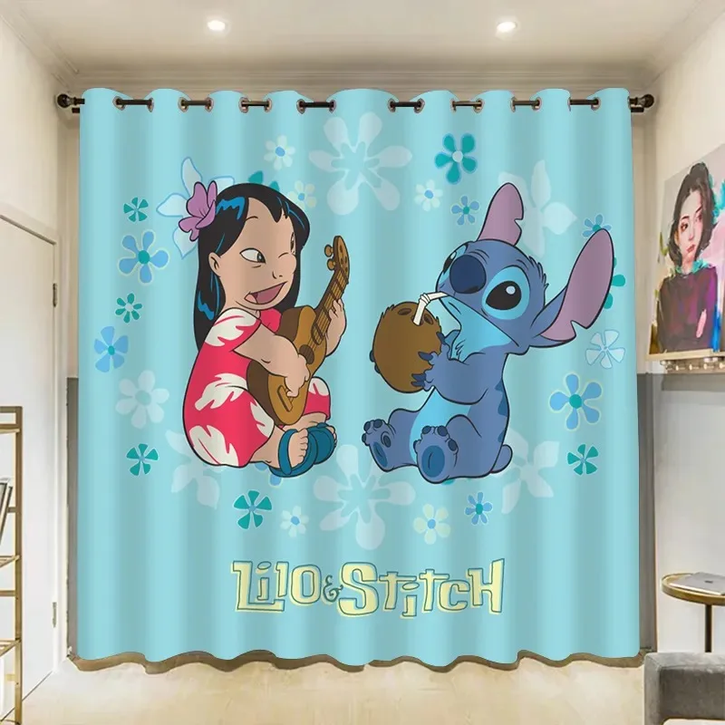 

Disney Lilo Stitch Curtains for Window Fashion Anime Pattern Bedroom Living Room Blackout Curtains for Boys Girls Room Custom Cu