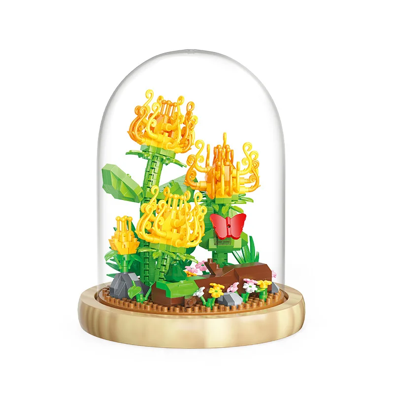 

Children's Potted Flower DIY Small Particles with Glass Cover Home Ornaments Compatible with Lego Assembled Building Blocks