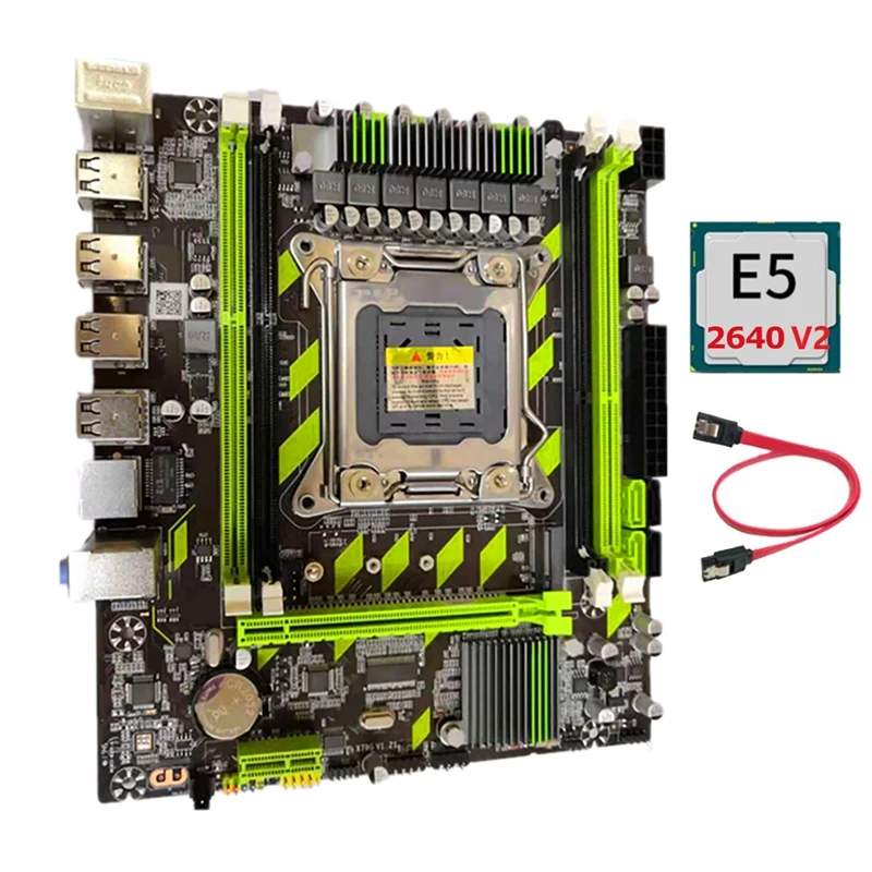 X79 X79G Motherboard LGA2011 DDR3 RAM+E5 2640 CPU+SATA Cable M.2 8 USB SATA3.0 Motherboard For  Xeon E5 Core I7 CPU