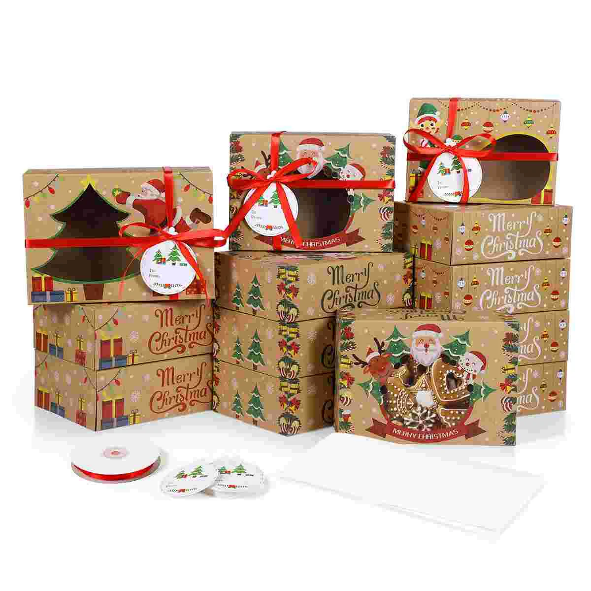 

Boxes Cookie Christmas Box Gift Cupcake Bakery Packaging Biscuit Treat Holder Partydessert Pastry Favor Bulk Giving Forcandy