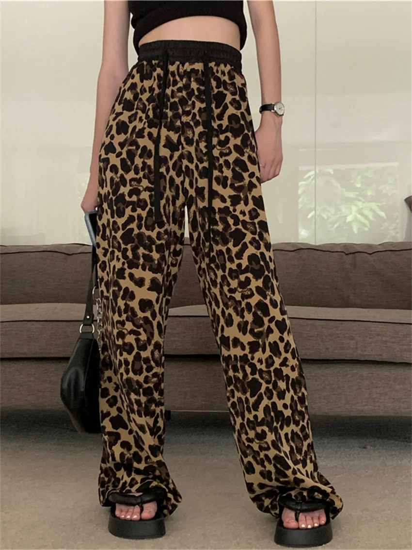 Летние леопардовые брюки PLAMTEE женские прямые повседневные штаны с принтом