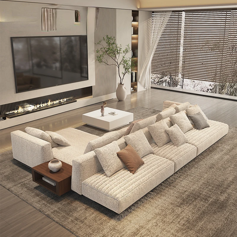

High-grade Italian light luxury cloth sofa modern simple two-sided sitting villa large living room