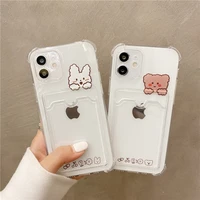 cute bear cartoon rabbit phone case for iphone 13 pro max case for iphone 11 xr 12 pro xs max 7 8 plus wallet cover card holder