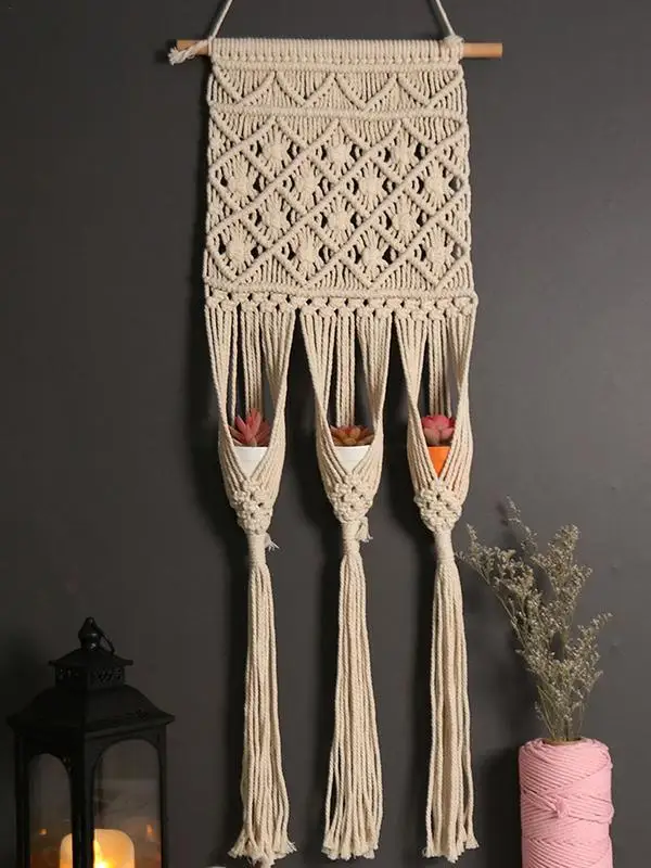 

Hand-woven Pendant Macrame Bohemian Wall Hanging Tapestry Plant Hanger Baskets Flower Pot Housewarming Bedroom Decoration