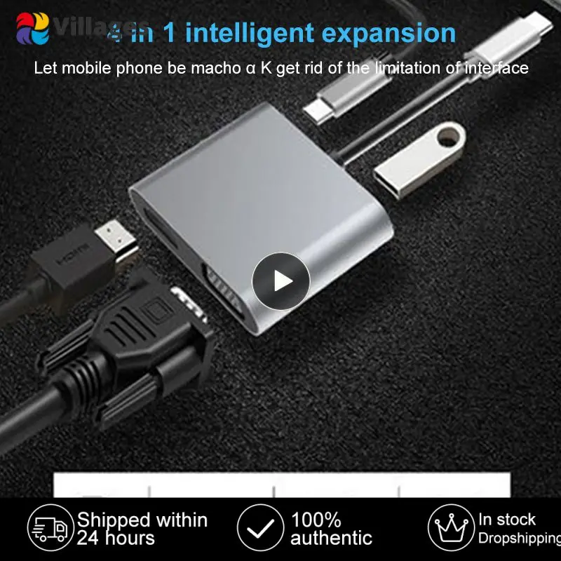 

Type-c To Hd/m-compatible Type-c Adapter 4 In 1 4k Hub Adapter Multi Port Otg Adapter Computer Accessories Multi-function Vga