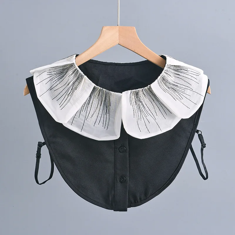 

Корейский воротник с большим лацканом для женщин свитер Блузка Топы съемный воротник рубашки Съемная половина рубашки пуговицы ложный воротник