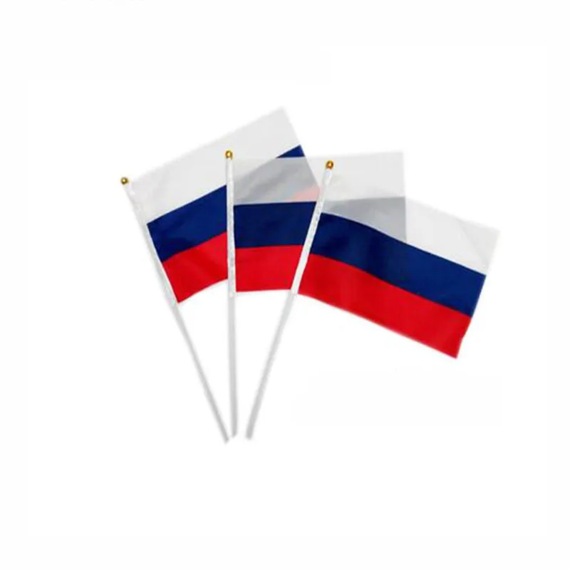 

14*21 CM Russian Flying Flag With Plastic Pole Country Banner 100PCS/LOT