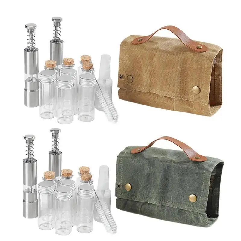 

Travel Spice Holder 12 Pieces Camp Kitchen Organizer Travel Seasoning Containers Canvas Travel Seasoning Container Camping