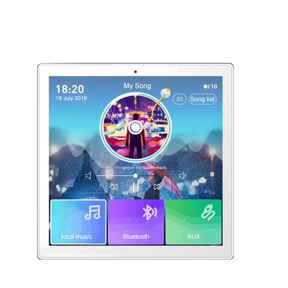 

4 Channel Wireless Bluetooth Wall Amplifier with Touch Screen FM Radio,USB,TF, for Smart Home Audio BT Amplifier