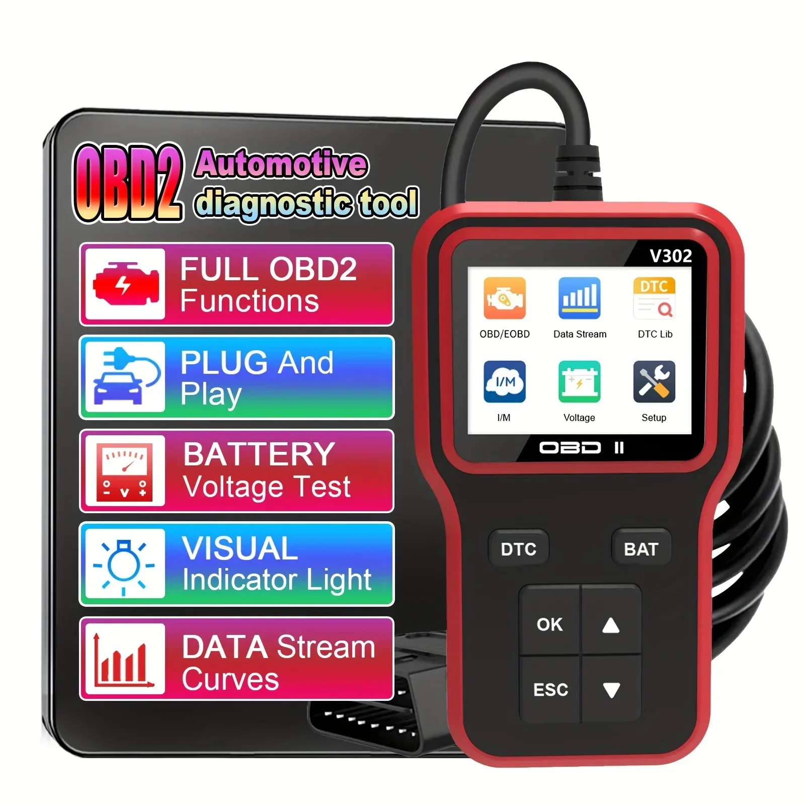 Сканер Obd2, Красный Диагностический Инструмент С Питанием От USB Для ...