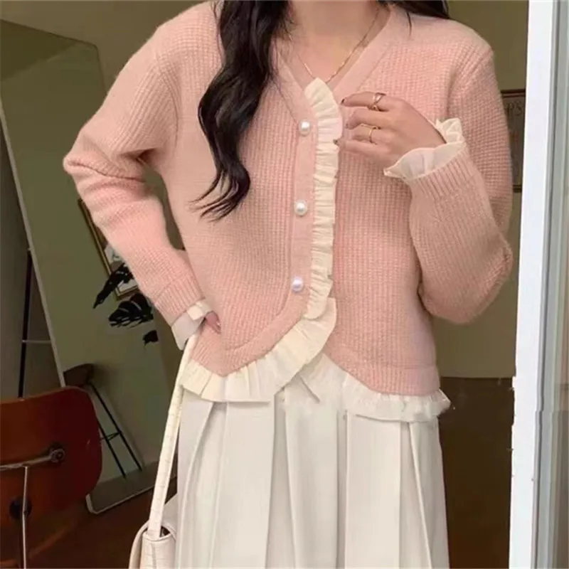 Женский Тонкий кашемировый кардиган с V-образным вырезом однобортный Свободный