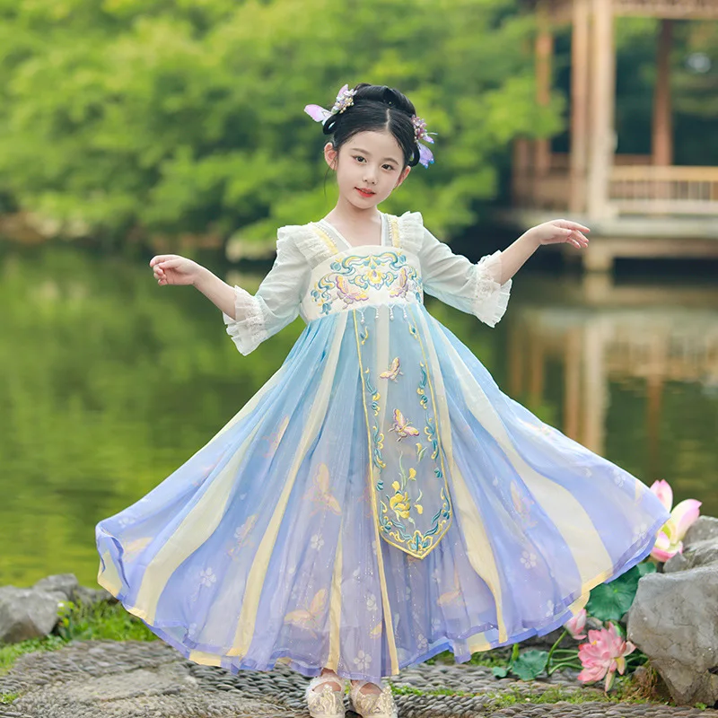 YF01 детское весеннее платье для девочек Hanfu в китайском стиле новинка 2024 супер