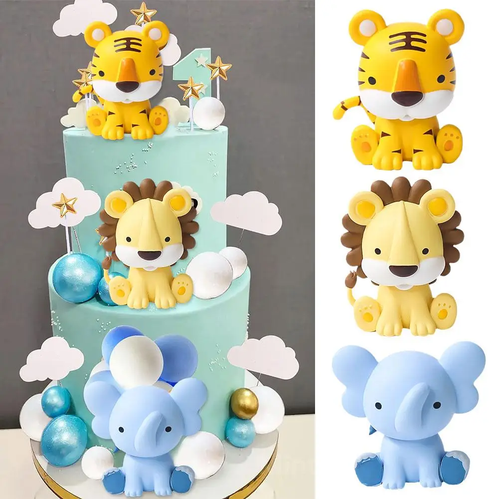 

Lion Elephant Giraffe Animals Cake Topper Kid Cake 1 Decor Birthday Shower Cake Animals Jungle Baby Safari Party Deco Decor B7L0