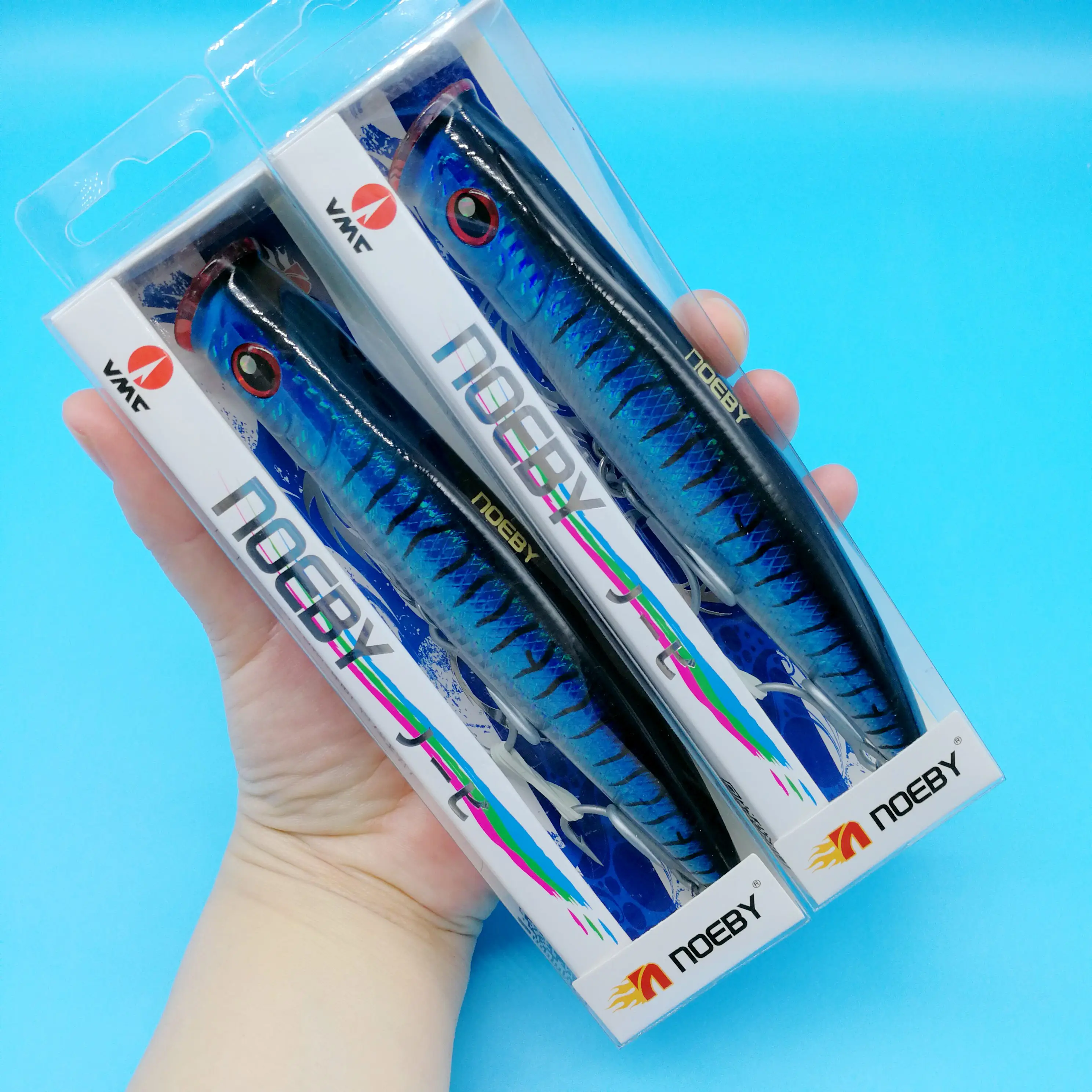 

NOEBY 2PCS Topwater Popper Fishing Lures 52G/155MM Floating Wobblers Hard Bait Big Red Mouth Tuna Sailfish Bait Fishing Lure